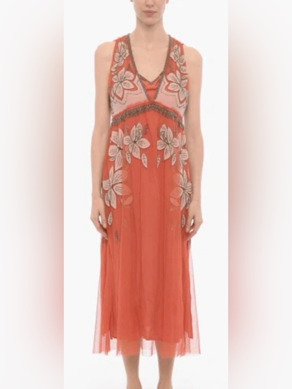 AllSaints Mesh Laia Maxi Dress With Floral Embroidery In Multi